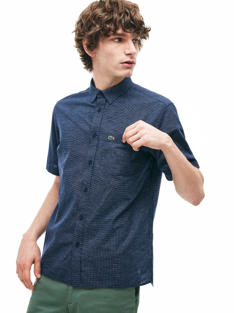 

Lacoste Men Navy Blue Regular Fit Checked Casual Shirt