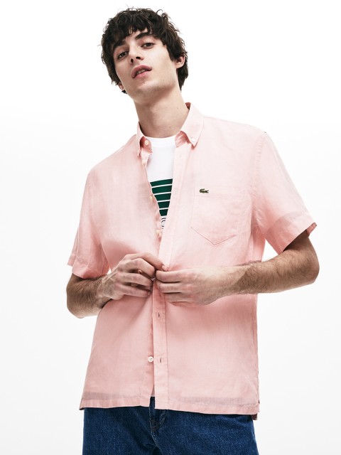 

Lacoste Men Pink Regular Fit Solid Casual Shirt