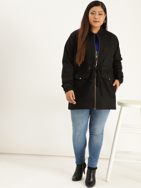

Sztori Plus Size Women Black Solid Tailored Jacket