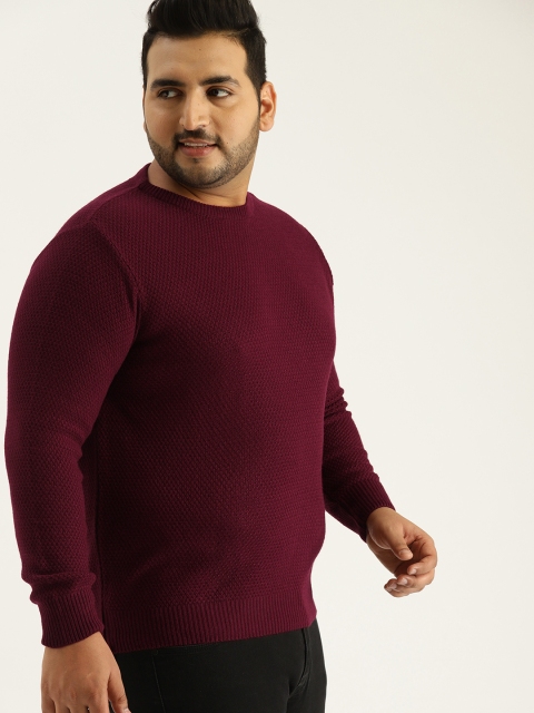 

Sztori Plus Size Men Maroon Solid Sweater