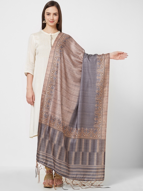 

Saree mall Beige & Grey Printed Dupatta