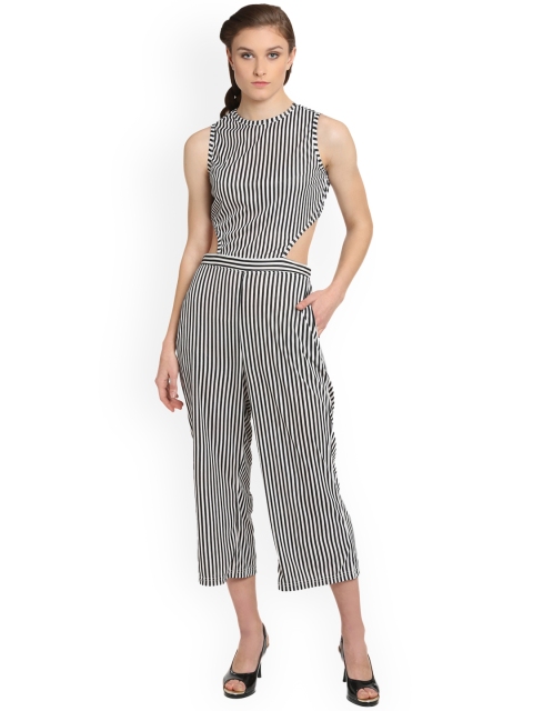 

THE SILHOUETTE STORE Black & White Striped Culotte Jumpsuit