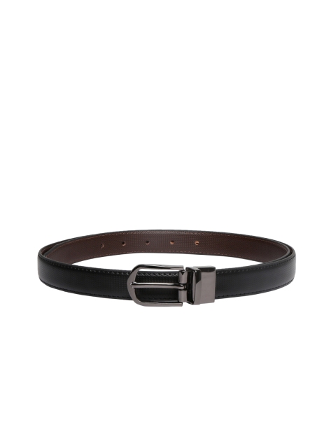 

CRUSSET Women Black & Coffee Brown Solid Reversible Belt