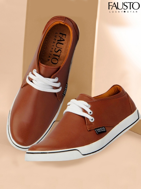

FAUSTO Men Tan Brown Sneakers