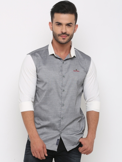 

WITH Men Grey Slim Fit Solid Casual Shirt