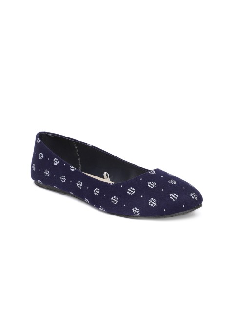 

People Women Navy Blue Printed Ballerinas