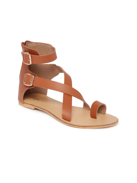 

People Women Brown Solid Mid-Top One Toe Flats