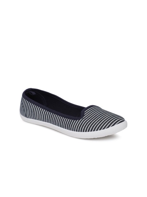 

People Women Navy Blue & White Striped Canvas Ballerinas