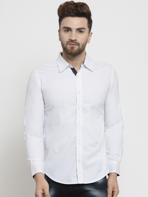 

WESTCLO Men White Slim Fit Printed Casual Shirt