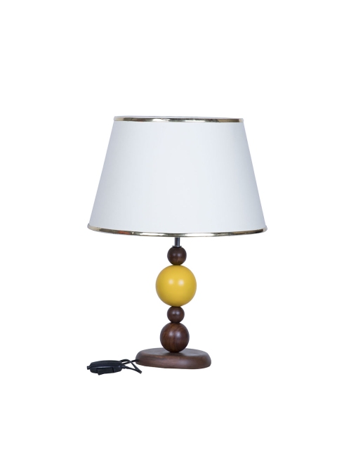 

Fos Lighting White & Yellow Solid Ball Wood Table Lamp with Shade