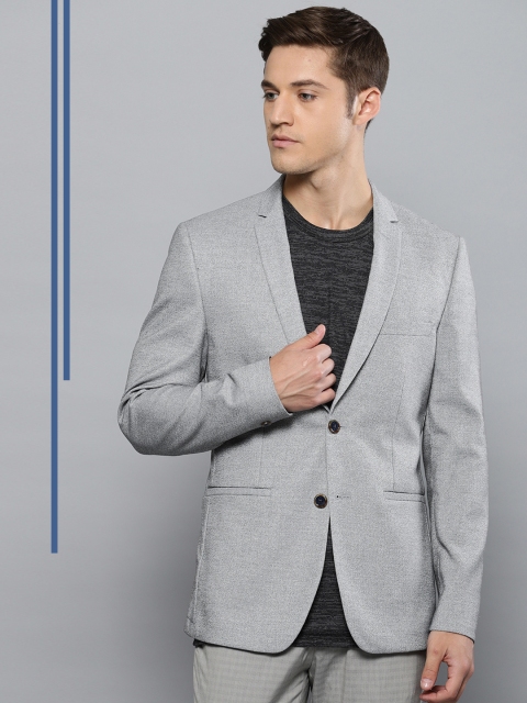 

Louis Philippe Ath.Work Men Grey Solid Slim Fit Single-Breasted Blazer