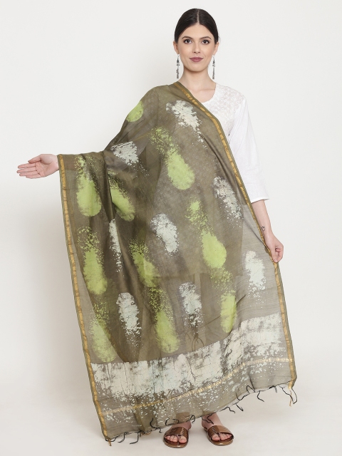 

Kalakari India Olive Green Handblock Print Dupatta
