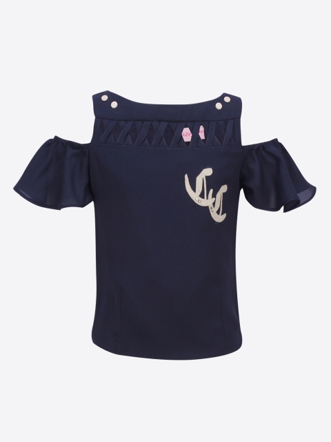 

CUTECUMBER Girls Navy Blue Solid Top