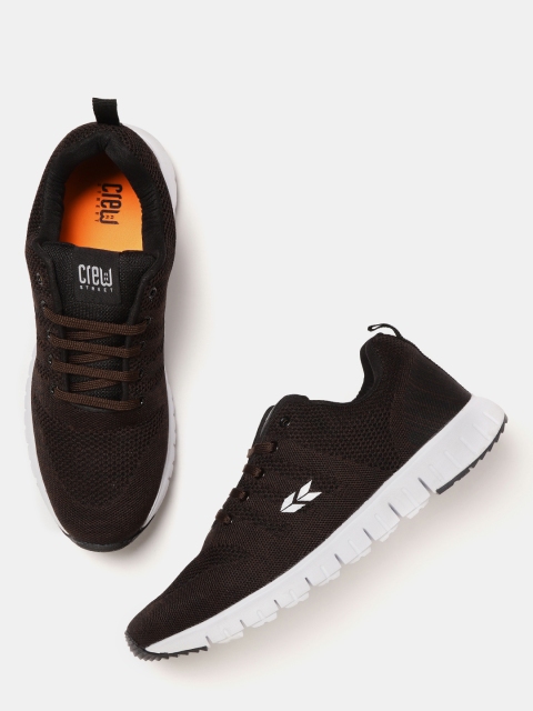 

Crew STREET Men Coffee Brown Woven Design Running Shoes