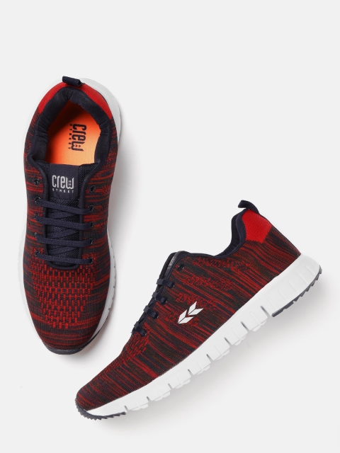 

Crew STREET Men Red & Navy Woven Design Running Shoes