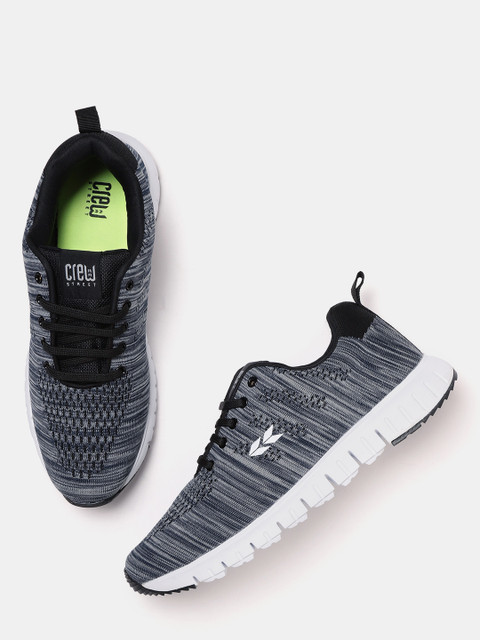 

Crew STREET Men Grey Self-Striped Mesh Walking Shoes