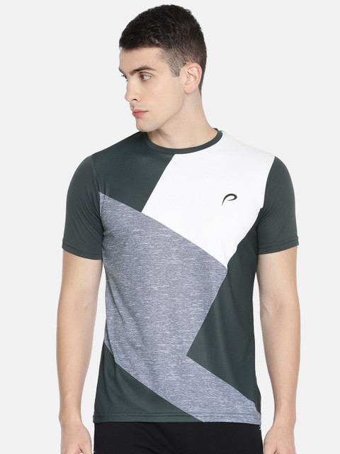 

Proline Active Men Green & Grey Colourblocked Round Neck T-shirt