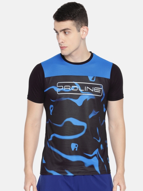 

Proline Active Men Black & Blue Colourblocked Round Neck T-shirt