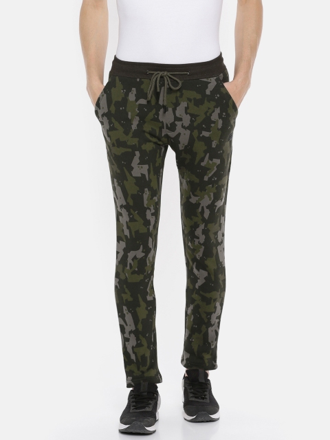 

Proline Active Men Olive Green & Grey Slim Fit Camouflage Printed Track Pants
