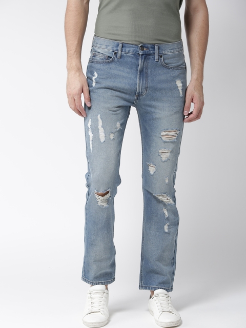 

Marks & Spencer Men Blue Straight Fit Mid-Rise Highly Distressed Jeans