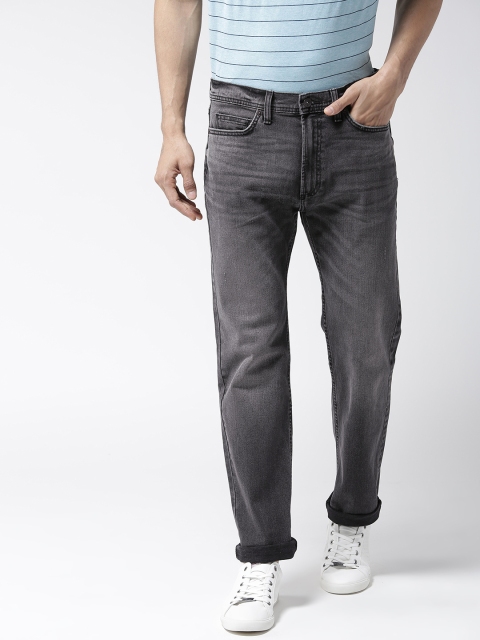 

Marks & Spencer Men Charcoal Grey Straight Fit Mid-Rise Low Distress Stretchable Jeans