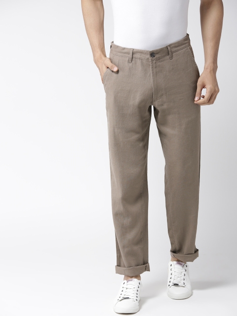 

Marks & Spencer Men Taupe Regular Fit Solid Trousers