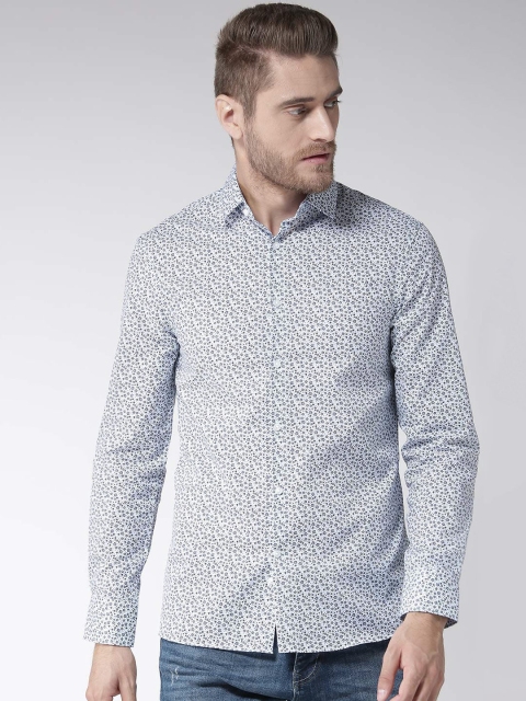 

Marks & Spencer Men White & Blue Modern Fit Printed Casual Shirt