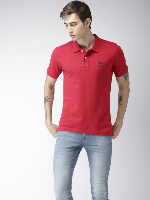 

Flying Machine Men Red Solid Polo T-shirt