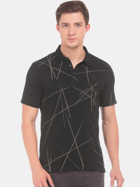 

Flying Machine Men Black Printed Polo Collar T-shirt