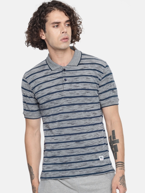 

Sports52 wear Men Navy & Grey Striped Polo Collar T-shirt, Blue