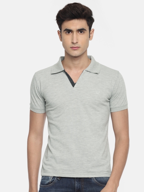 

Sports52 wear Men Grey Melange Solid Polo Collar T-shirt