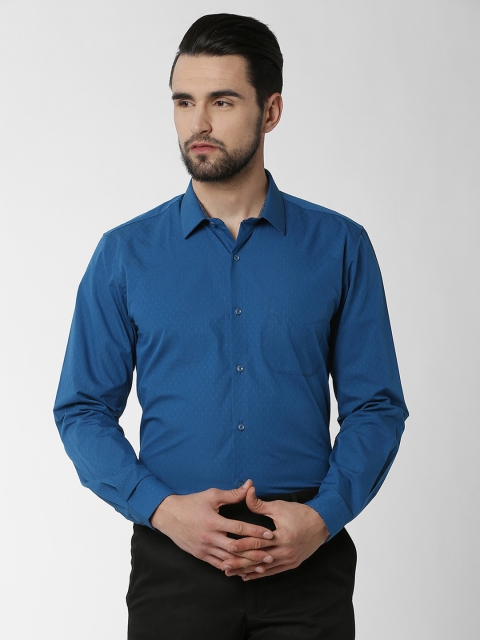 

Peter England Men Blue Slim Fit Self Design Formal Shirt