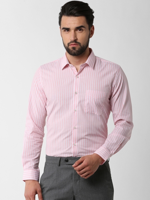 

Peter England Men Pink & Off-White Slim Fit Striped Formal Shirt