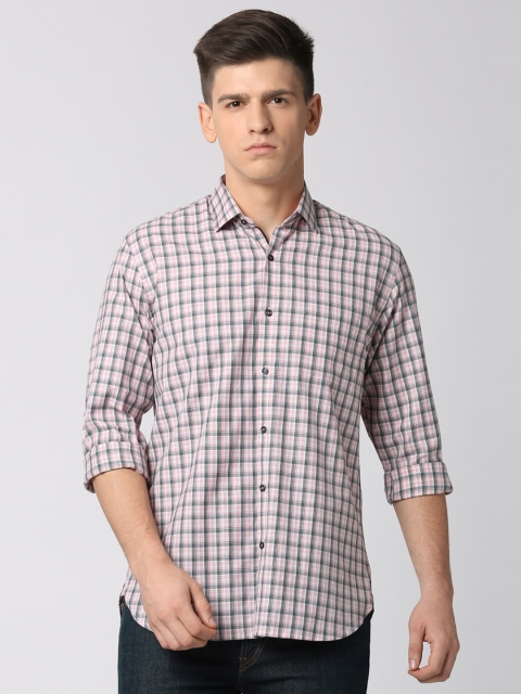 

Peter England Men Pink & Black Slim Fit Checked Casual Shirt