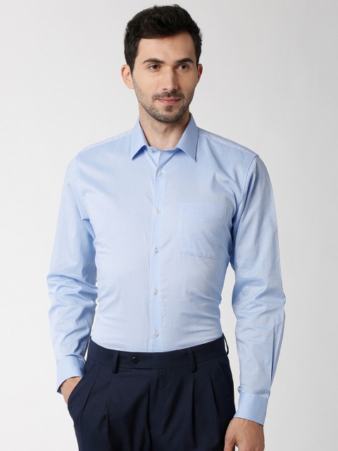 

Peter England Men Blue Regular Fit Self Design Formal Shirt