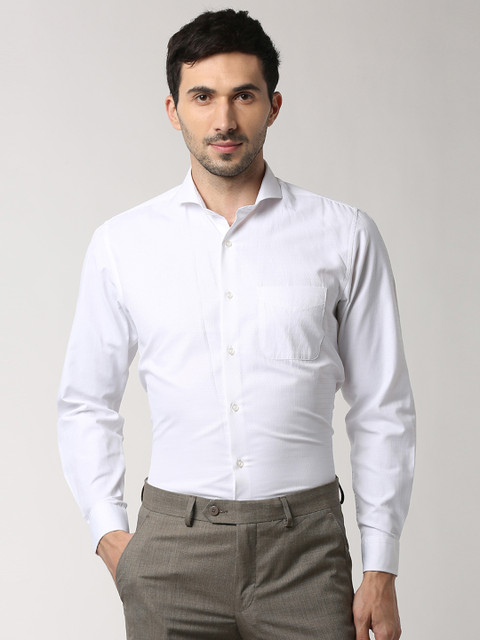 

Peter England Men White Regular Fit Self Design Formal Shirt
