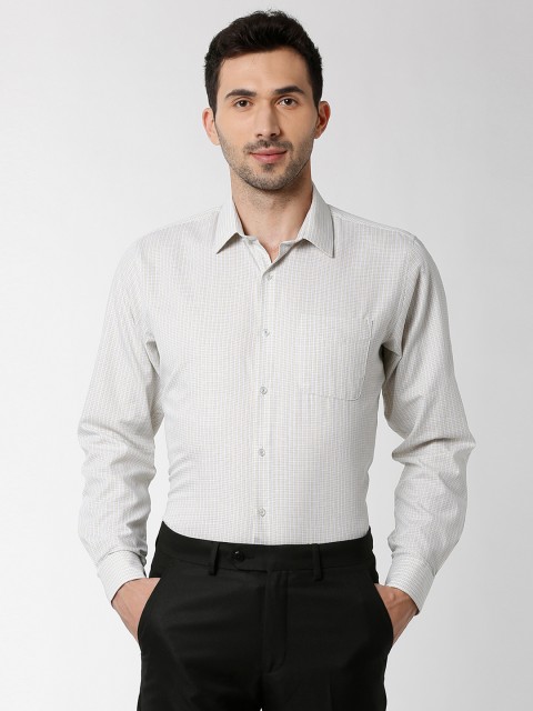 

Peter England Men White Regular Fit Checked Formal Shirt