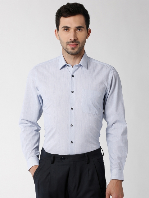 

Peter England Men Blue Regular Fit Self Design Formal Shirt