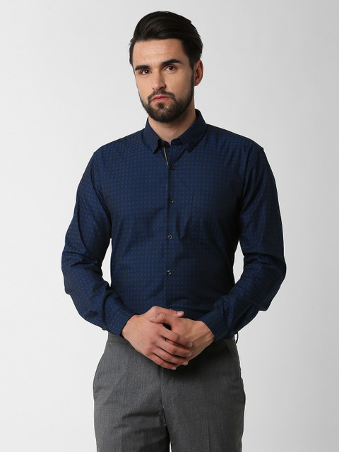

Peter England Men Navy Blue Regular Fit Self Design Formal Shirt