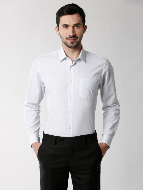 

Peter England Men White Slim Fit Printed Formal Shirt