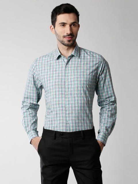 

Peter England Men Green Slim Fit Checked Formal Shirt