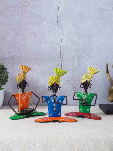 

Golden Peacock Set of 3 Multicoloured Handcrafted Musicians Showpiece, Multi