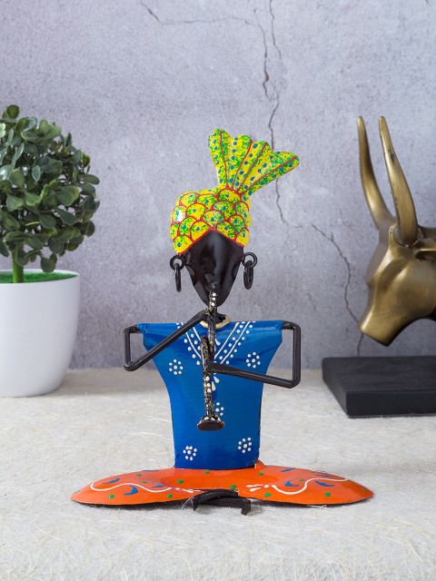 

Golden Peacock Multicoloured Handcrafted Musicians Showpiece, Multi
