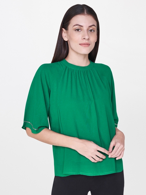 

AND Women Green Solid Top