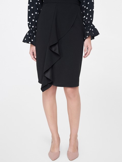 

AND Women Black Solid Pencil Skirt