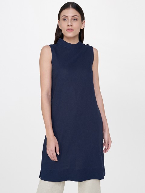 

AND Navy Blue Solid Tunic