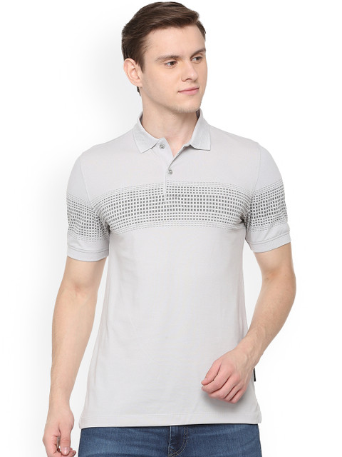 

Van Heusen Men Grey Printed Polo Collar T-shirt