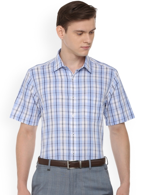 

Van Heusen Men Blue & White Regular Fit Checked Formal Shirt