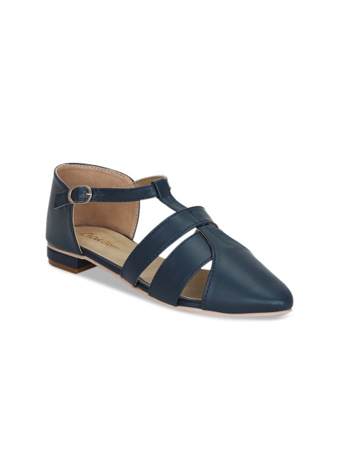

Get Glamr Women Navy Blue Solid Ballerinas