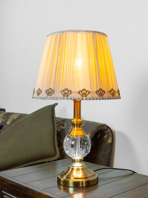 

THE LIGHT STORE Gold-Toned Self Design Bedside Standard Lamp